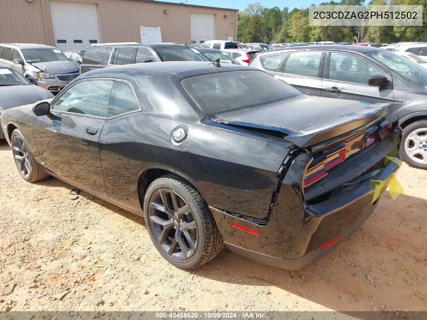 2023 Dodge Challenger Sxt VIN: 2C3CDZAG2PH512502 Lot: 40459520