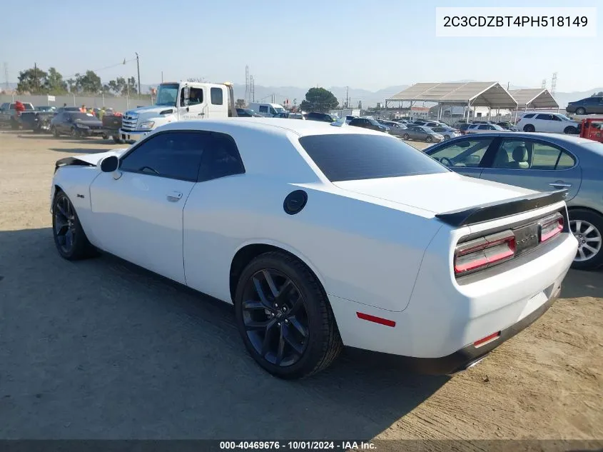 2023 Dodge Challenger R/T VIN: 2C3CDZBT4PH518149 Lot: 40469676