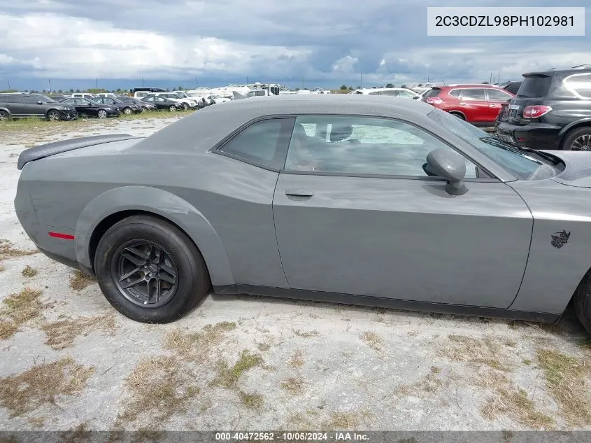 2023 Dodge Challenger Srt Hellcat Redeye VIN: 2C3CDZL98PH102981 Lot: 40472562