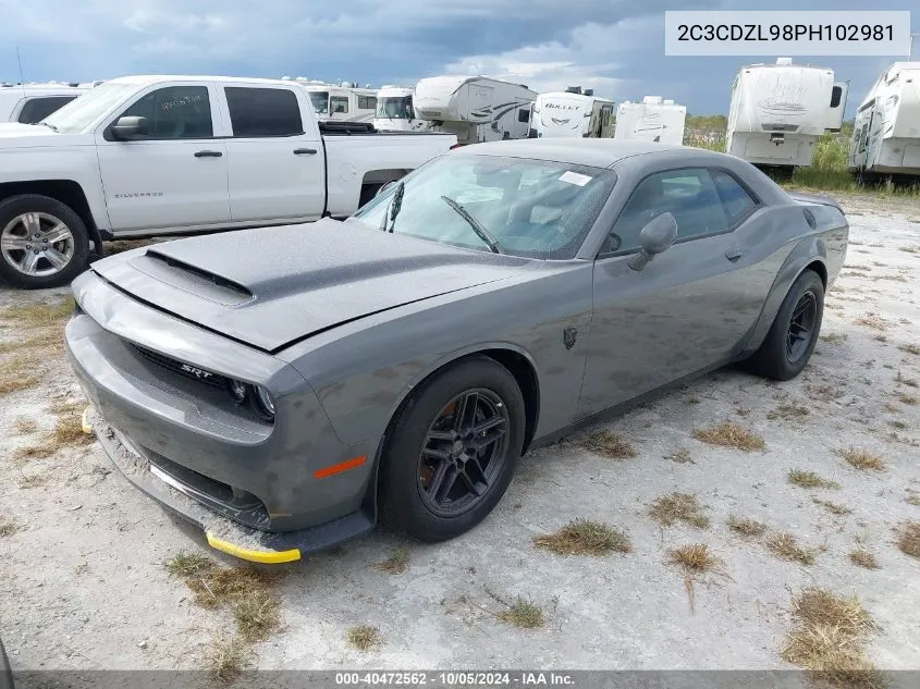 2023 Dodge Challenger Srt Hellcat Redeye VIN: 2C3CDZL98PH102981 Lot: 40472562