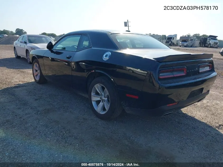 2023 Dodge Challenger Sxt VIN: 2C3CDZAG3PH578170 Lot: 40575876