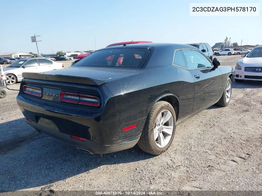 2023 Dodge Challenger Sxt VIN: 2C3CDZAG3PH578170 Lot: 40575876