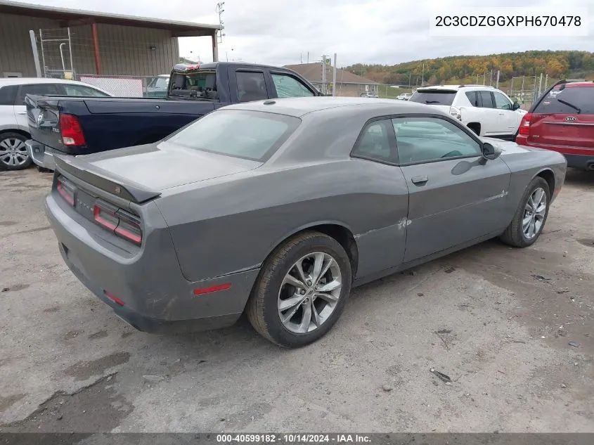 2023 Dodge Challenger Sxt Awd VIN: 2C3CDZGGXPH670478 Lot: 40599182