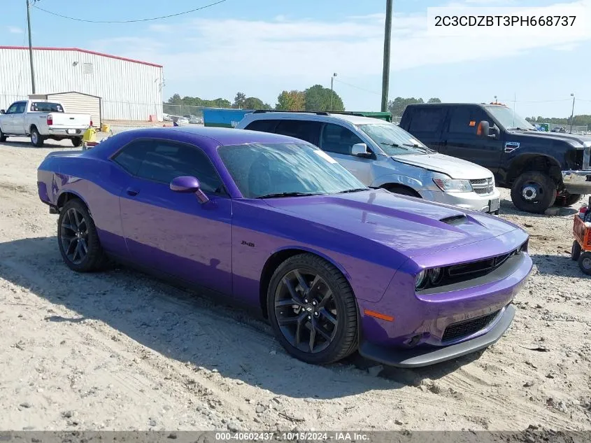 2023 Dodge Challenger R/T VIN: 2C3CDZBT3PH668737 Lot: 40602437