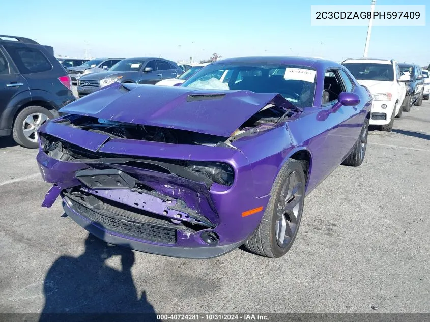 2023 Dodge Challenger Sxt VIN: 2C3CDZAG8PH597409 Lot: 40724281