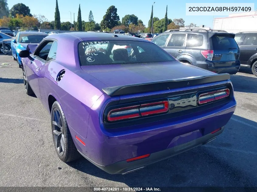 2023 Dodge Challenger Sxt VIN: 2C3CDZAG8PH597409 Lot: 40724281