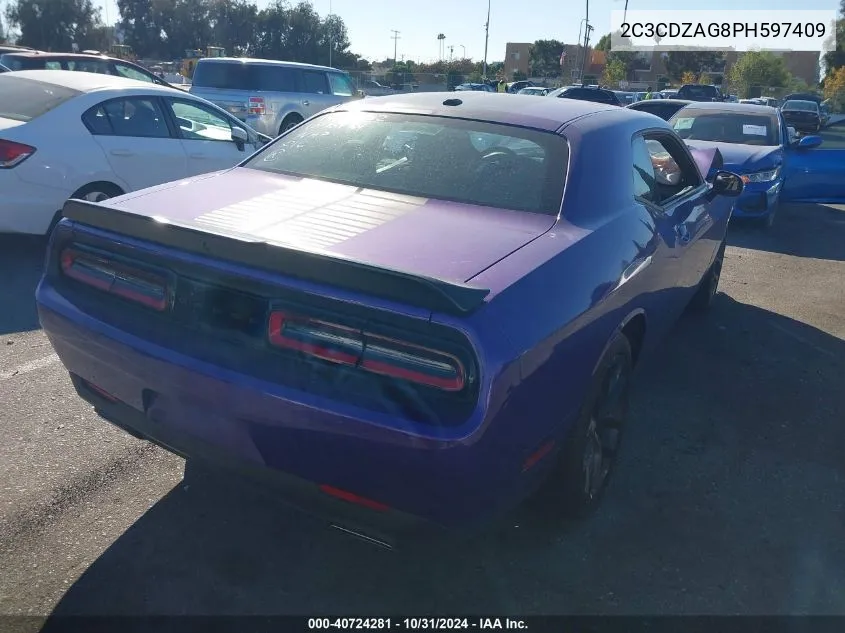 2023 Dodge Challenger Sxt VIN: 2C3CDZAG8PH597409 Lot: 40724281