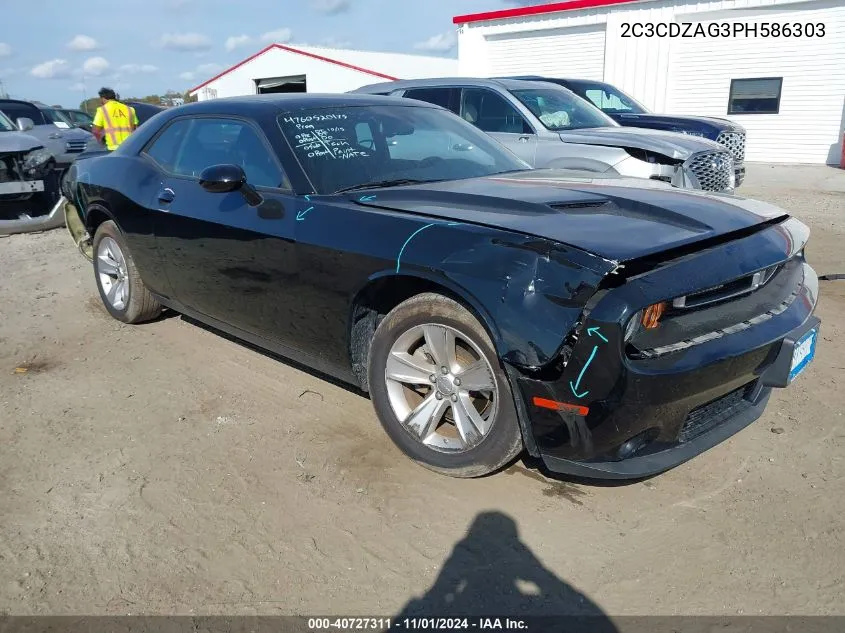 2023 Dodge Challenger Sxt VIN: 2C3CDZAG3PH586303 Lot: 40727311