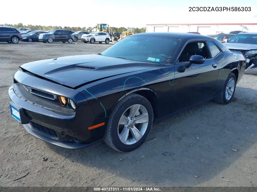 2023 Dodge Challenger Sxt VIN: 2C3CDZAG3PH586303 Lot: 40727311