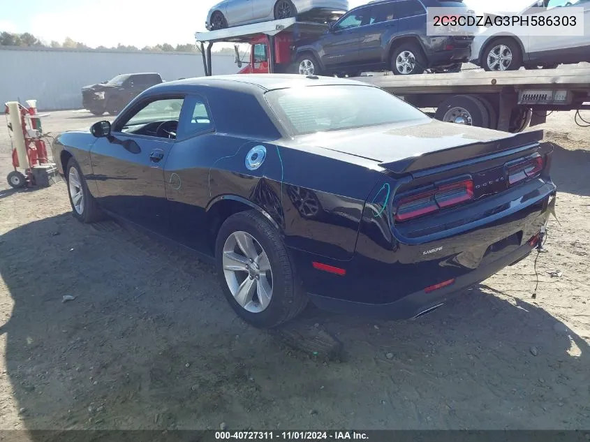 2023 Dodge Challenger Sxt VIN: 2C3CDZAG3PH586303 Lot: 40727311