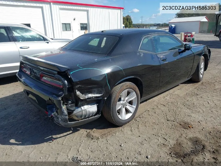 2023 Dodge Challenger Sxt VIN: 2C3CDZAG3PH586303 Lot: 40727311