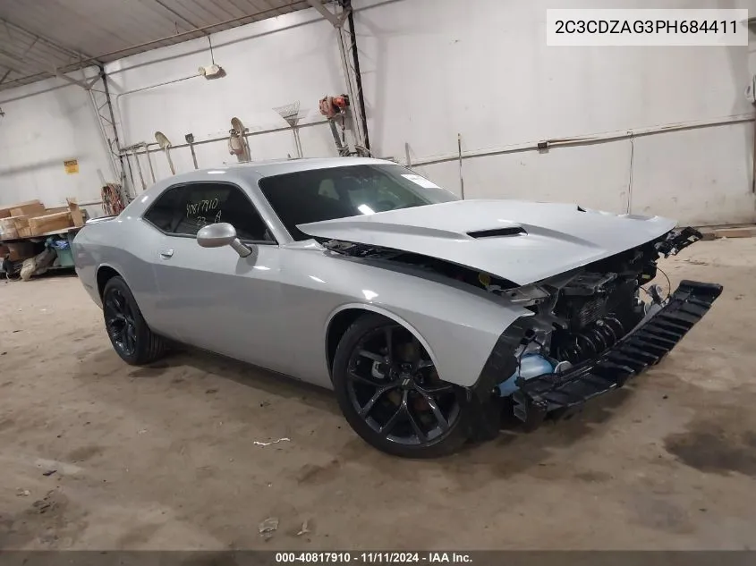 2023 Dodge Challenger Sxt VIN: 2C3CDZAG3PH684411 Lot: 40817910