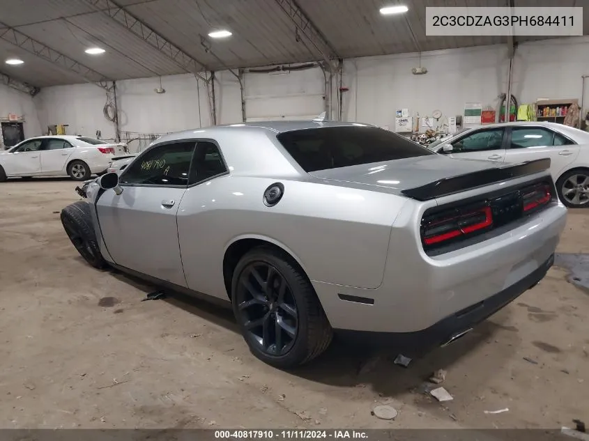 2023 Dodge Challenger Sxt VIN: 2C3CDZAG3PH684411 Lot: 40817910