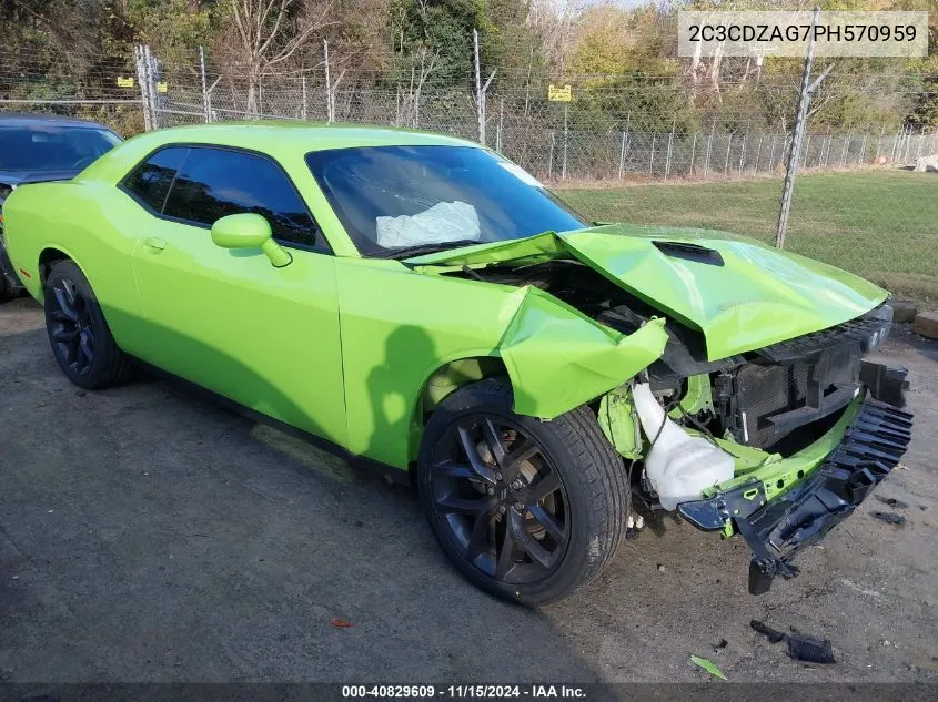 2023 Dodge Challenger Sxt VIN: 2C3CDZAG7PH570959 Lot: 40829609