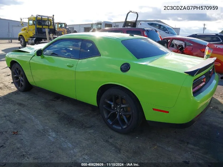 2023 Dodge Challenger Sxt VIN: 2C3CDZAG7PH570959 Lot: 40829609