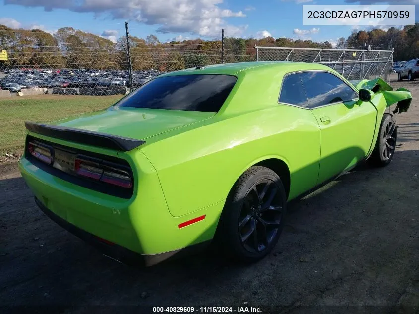 2023 Dodge Challenger Sxt VIN: 2C3CDZAG7PH570959 Lot: 40829609