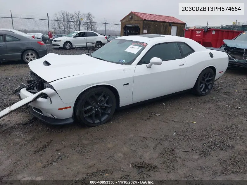 2023 Dodge Challenger R/T VIN: 2C3CDZBT3PH574664 Lot: 40853330