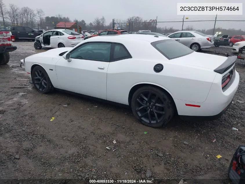 2023 Dodge Challenger R/T VIN: 2C3CDZBT3PH574664 Lot: 40853330