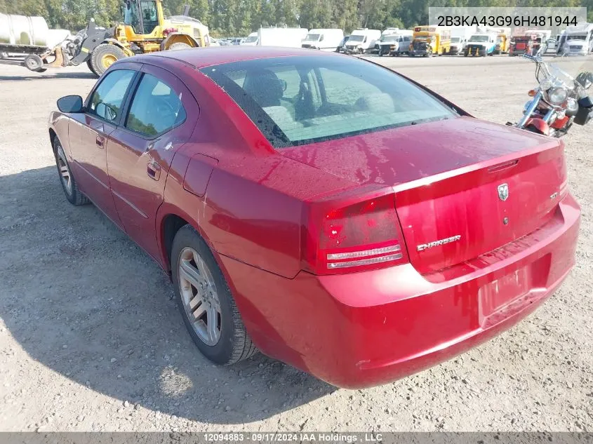 2006 Dodge Charger VIN: 2B3KA43G96H481944 Lot: 12094883