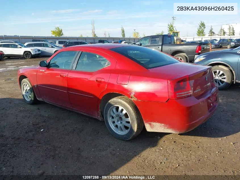 2006 Dodge Charger VIN: 2B3KA43G96H260425 Lot: 12097288