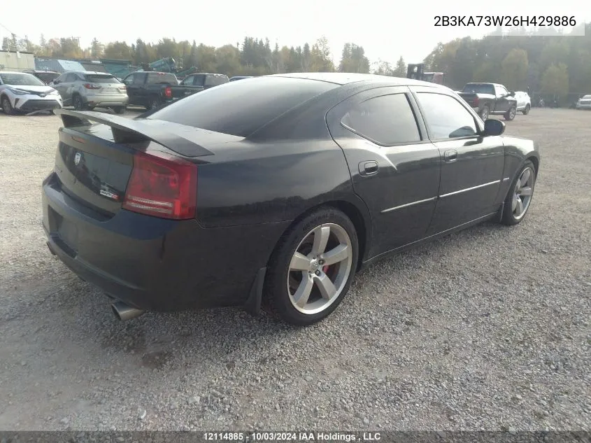 2006 Dodge Charger Srt-8 VIN: 2B3KA73W26H429886 Lot: 12114885