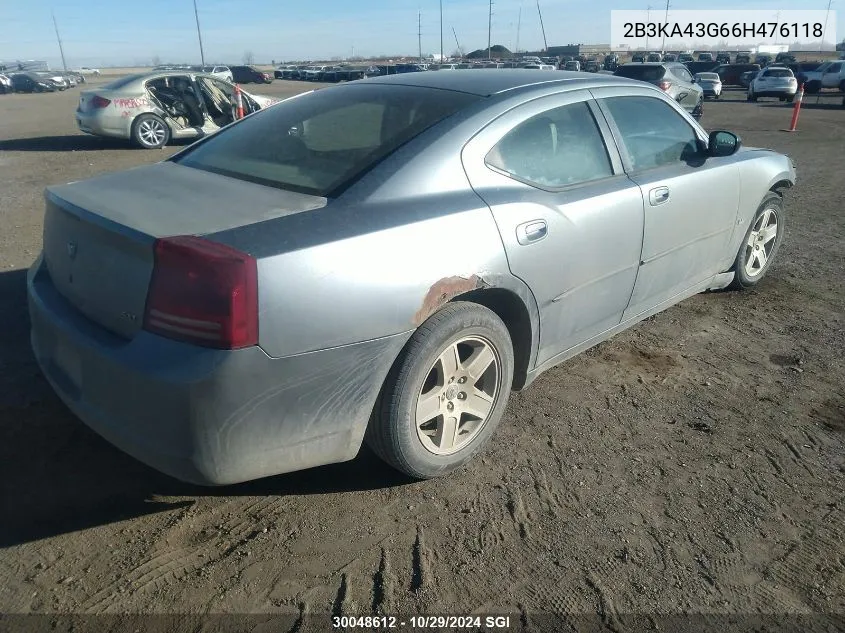 2006 Dodge Charger Se/Sxt VIN: 2B3KA43G66H476118 Lot: 30048612