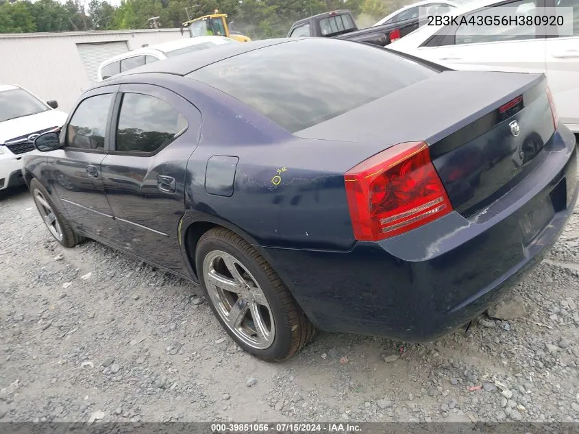 2006 Dodge Charger VIN: 2B3KA43G56H380920 Lot: 39851056