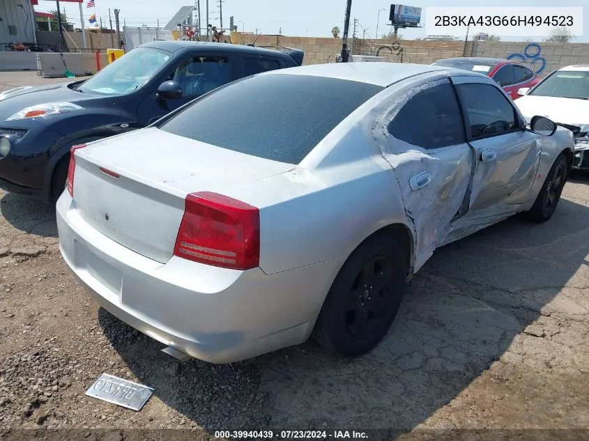 2006 Dodge Charger VIN: 2B3KA43G66H494523 Lot: 39940439