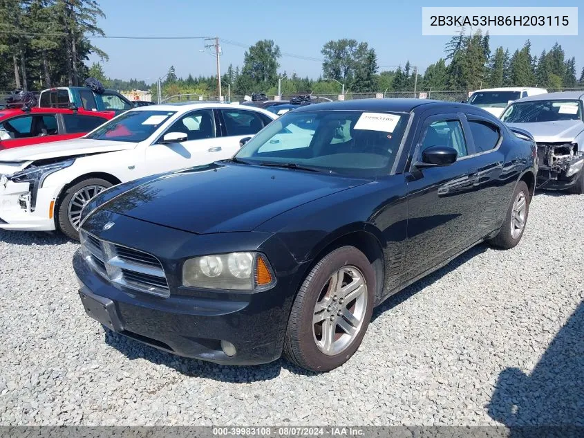 2006 Dodge Charger Rt VIN: 2B3KA53H86H203115 Lot: 39983108