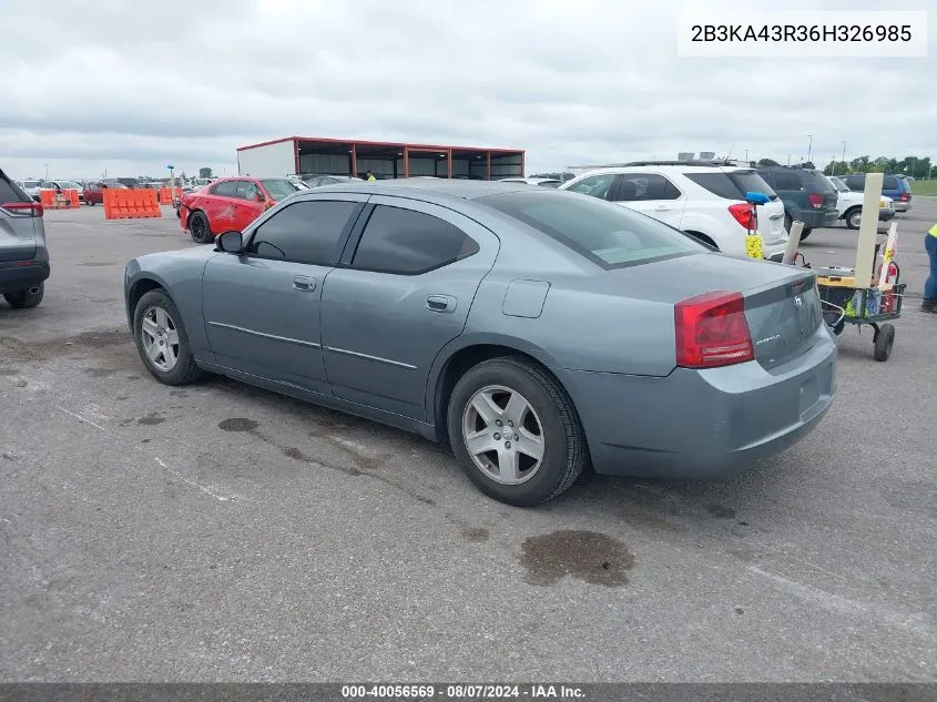 2006 Dodge Charger VIN: 2B3KA43R36H326985 Lot: 40056569