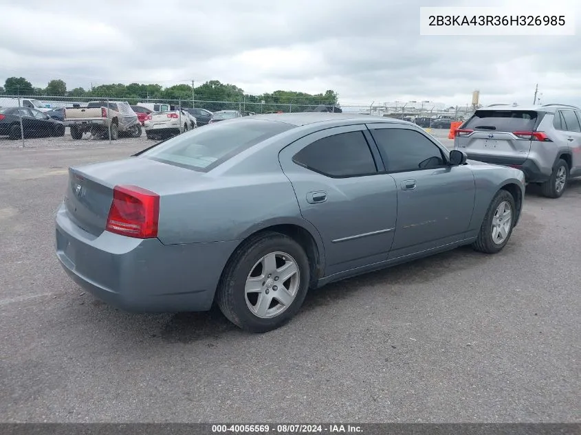 2006 Dodge Charger VIN: 2B3KA43R36H326985 Lot: 40056569