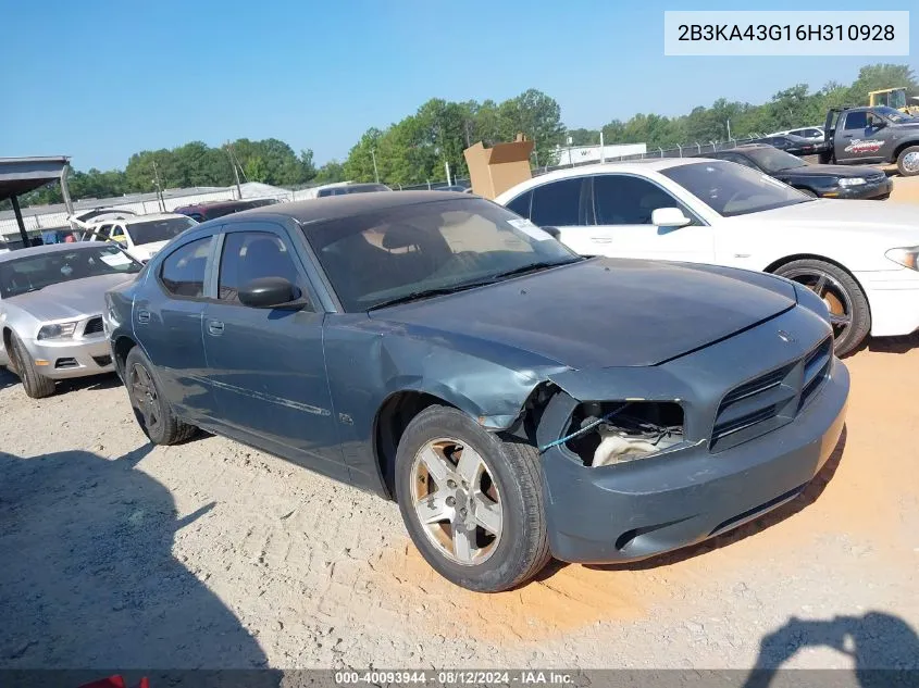 2006 Dodge Charger VIN: 2B3KA43G16H310928 Lot: 40093944