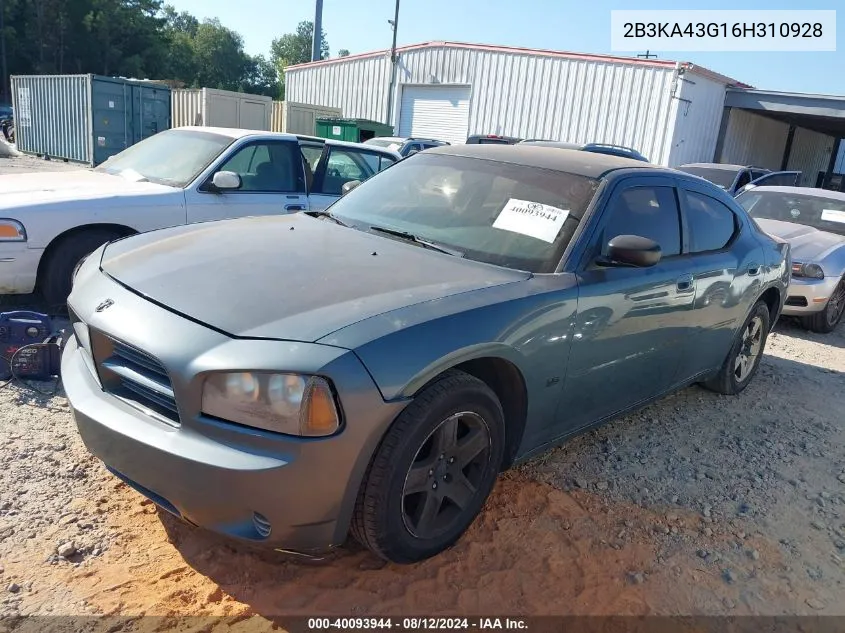 2006 Dodge Charger VIN: 2B3KA43G16H310928 Lot: 40093944