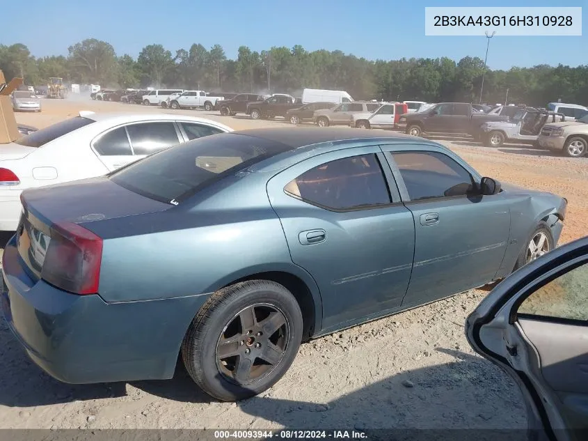 2006 Dodge Charger VIN: 2B3KA43G16H310928 Lot: 40093944