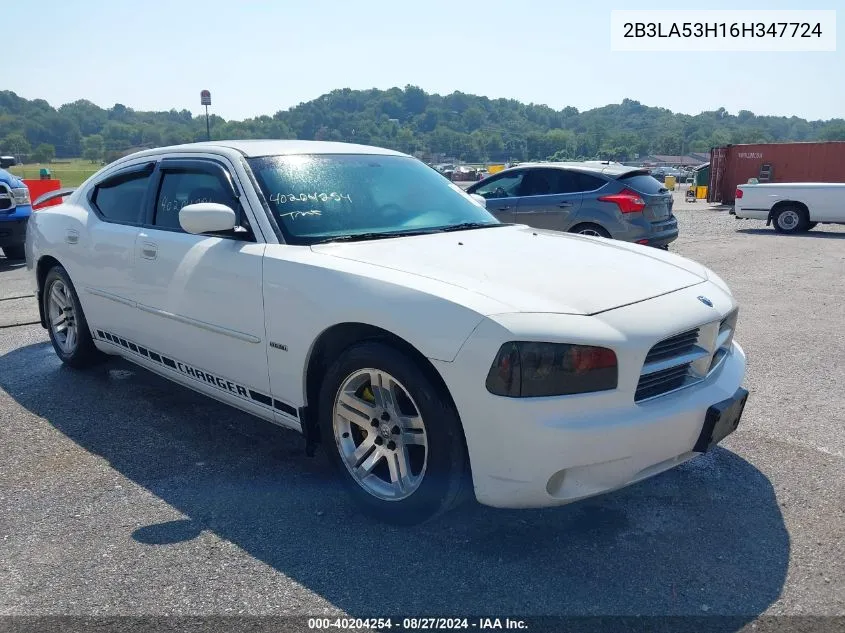 2006 Dodge Charger Rt VIN: 2B3LA53H16H347724 Lot: 40204254