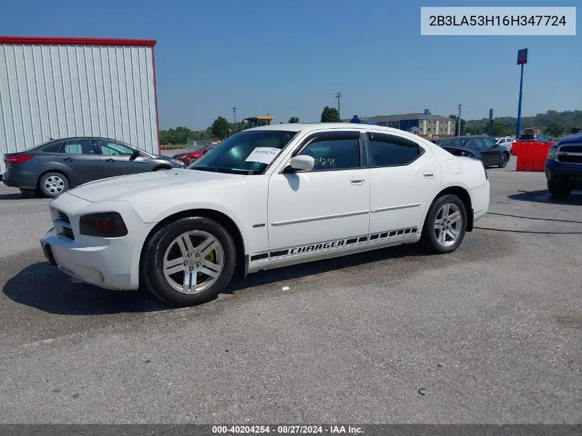 2006 Dodge Charger Rt VIN: 2B3LA53H16H347724 Lot: 40204254