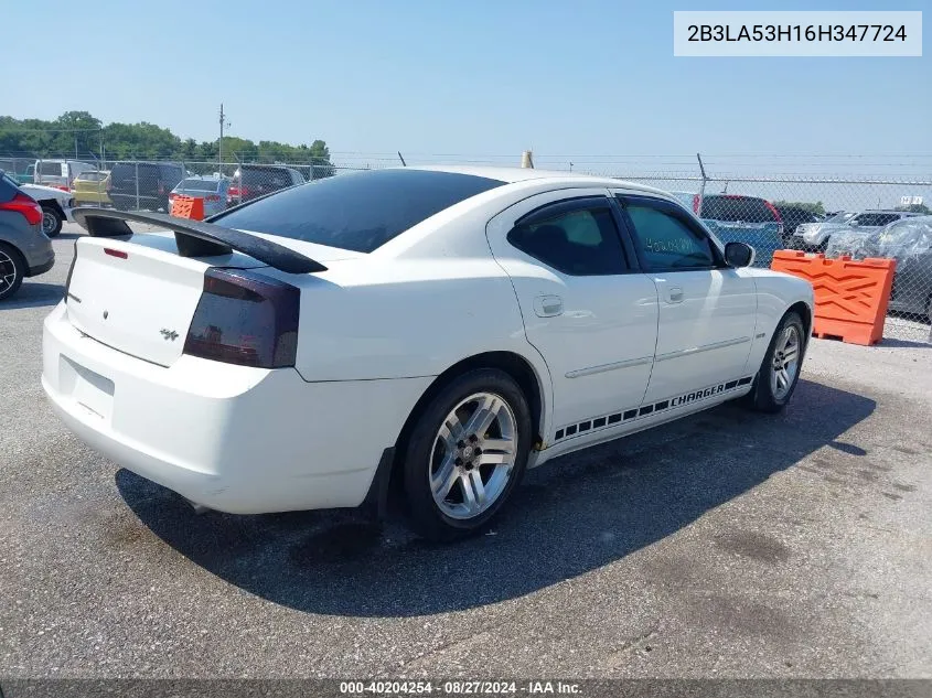 2006 Dodge Charger Rt VIN: 2B3LA53H16H347724 Lot: 40204254