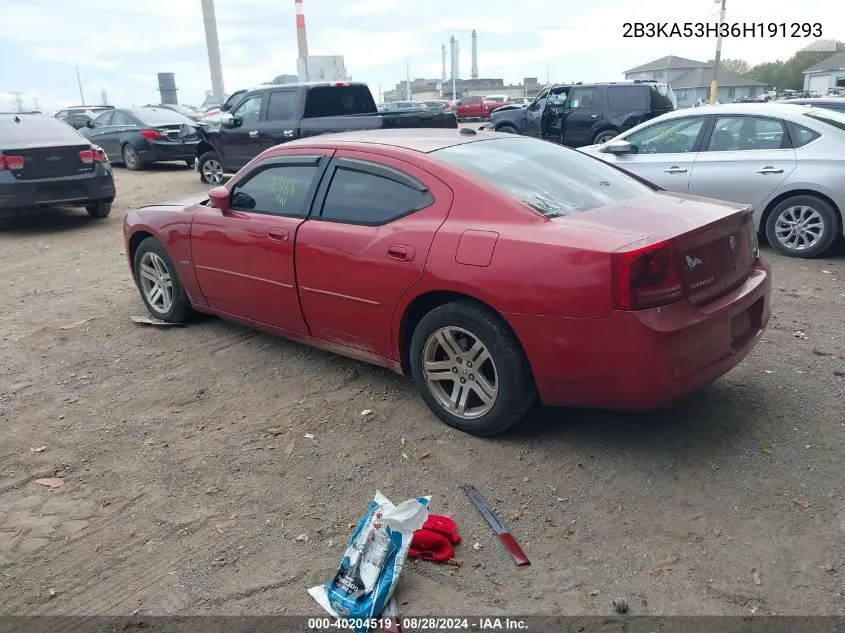 2006 Dodge Charger Rt VIN: 2B3KA53H36H191293 Lot: 40204519