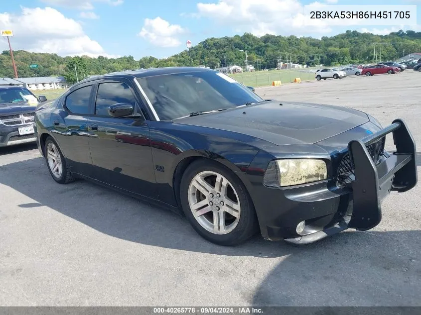 2006 Dodge Charger Rt VIN: 2B3KA53H86H451705 Lot: 40265778