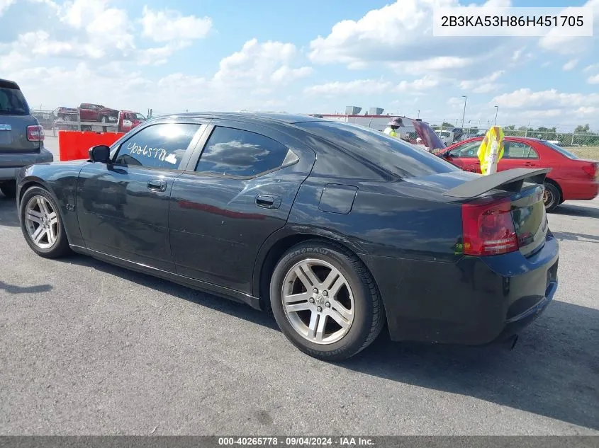 2006 Dodge Charger Rt VIN: 2B3KA53H86H451705 Lot: 40265778