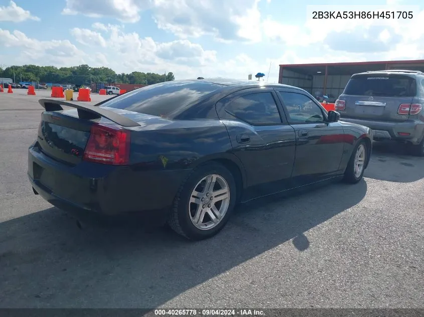 2006 Dodge Charger Rt VIN: 2B3KA53H86H451705 Lot: 40265778