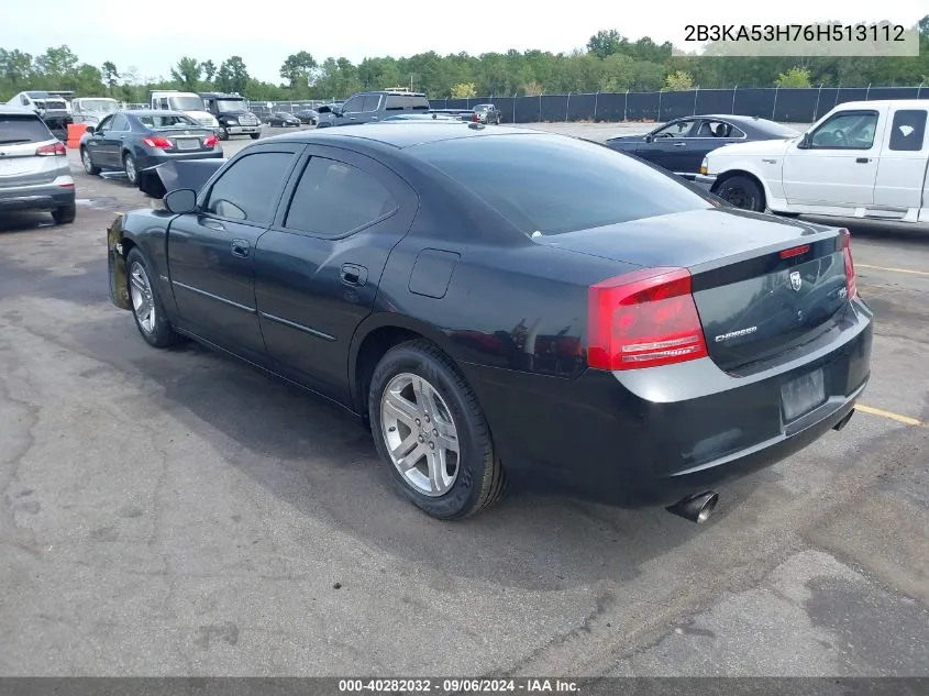 2006 Dodge Charger Rt VIN: 2B3KA53H76H513112 Lot: 40282032