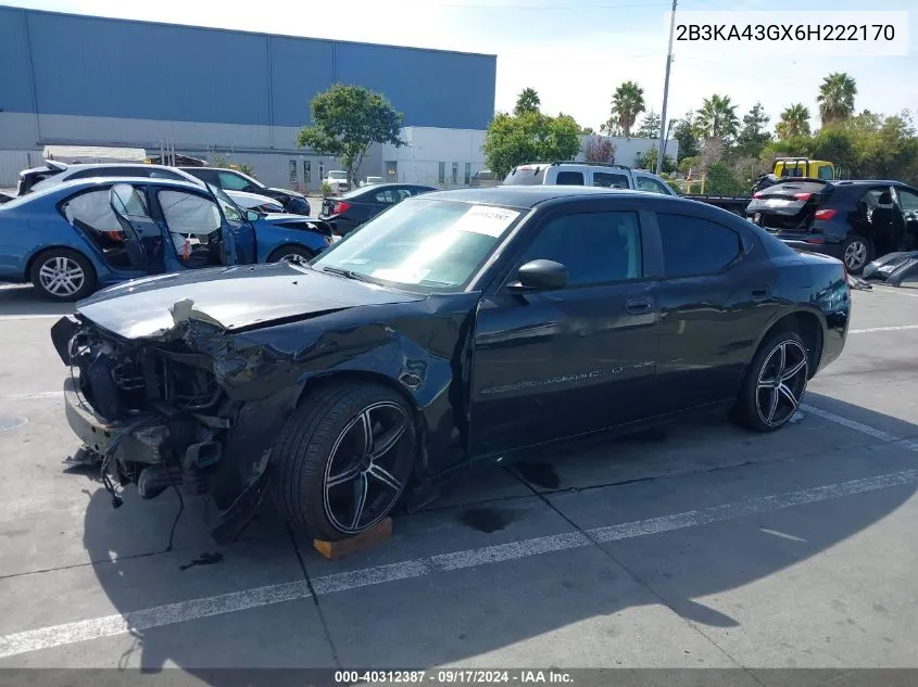 2006 Dodge Charger VIN: 2B3KA43GX6H222170 Lot: 40312387