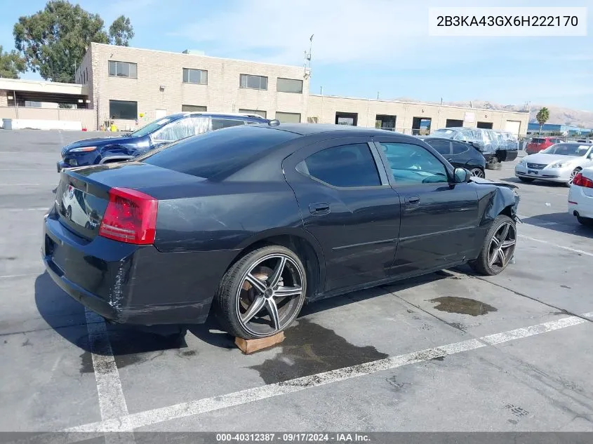 2006 Dodge Charger VIN: 2B3KA43GX6H222170 Lot: 40312387