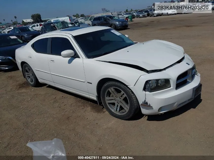 2006 Dodge Charger Rt VIN: 2B3KA53H76H203820 Lot: 40427811