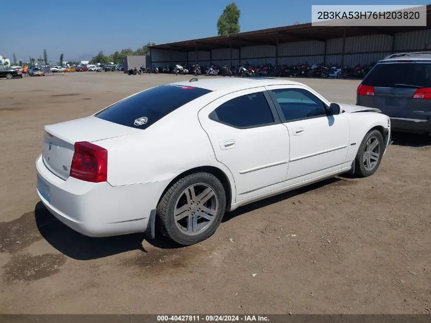 2006 Dodge Charger Rt VIN: 2B3KA53H76H203820 Lot: 40427811