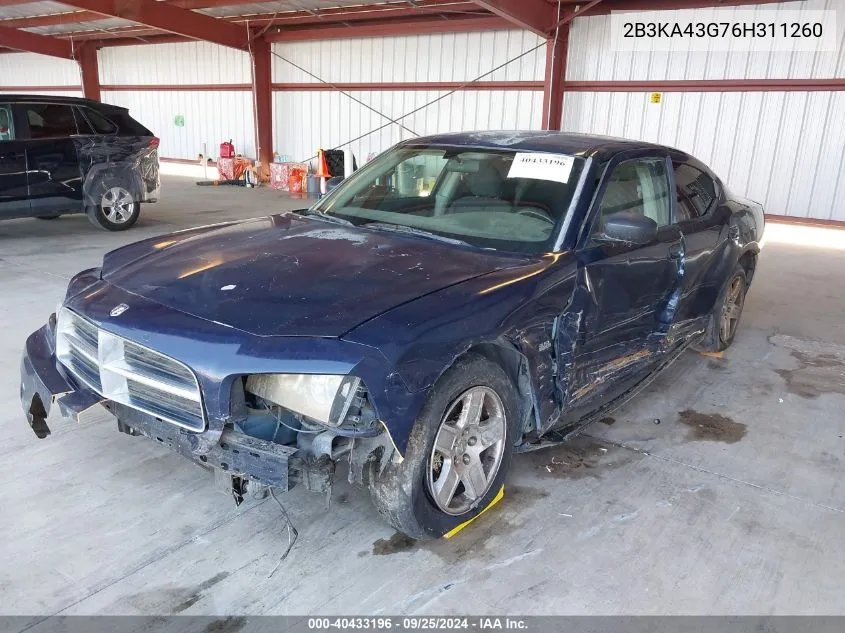 2006 Dodge Charger VIN: 2B3KA43G76H311260 Lot: 40433196