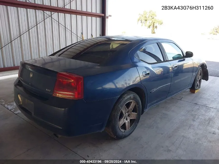 2006 Dodge Charger VIN: 2B3KA43G76H311260 Lot: 40433196