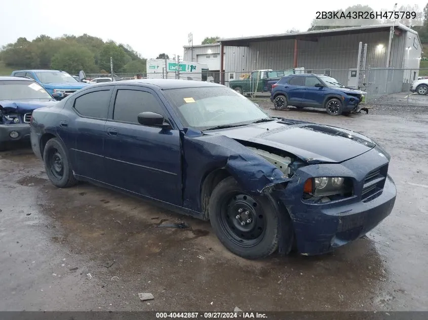 2006 Dodge Charger VIN: 2B3KA43R26H475789 Lot: 40442857