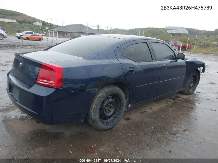 2006 Dodge Charger VIN: 2B3KA43R26H475789 Lot: 40442857